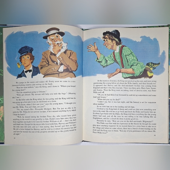 THE ADVENTURES OF HUCKLEBERRY FINN 1960 VINTAGE LARGE HARDCOVER BOOK ILLUSTRATED - Picture 5 of 5